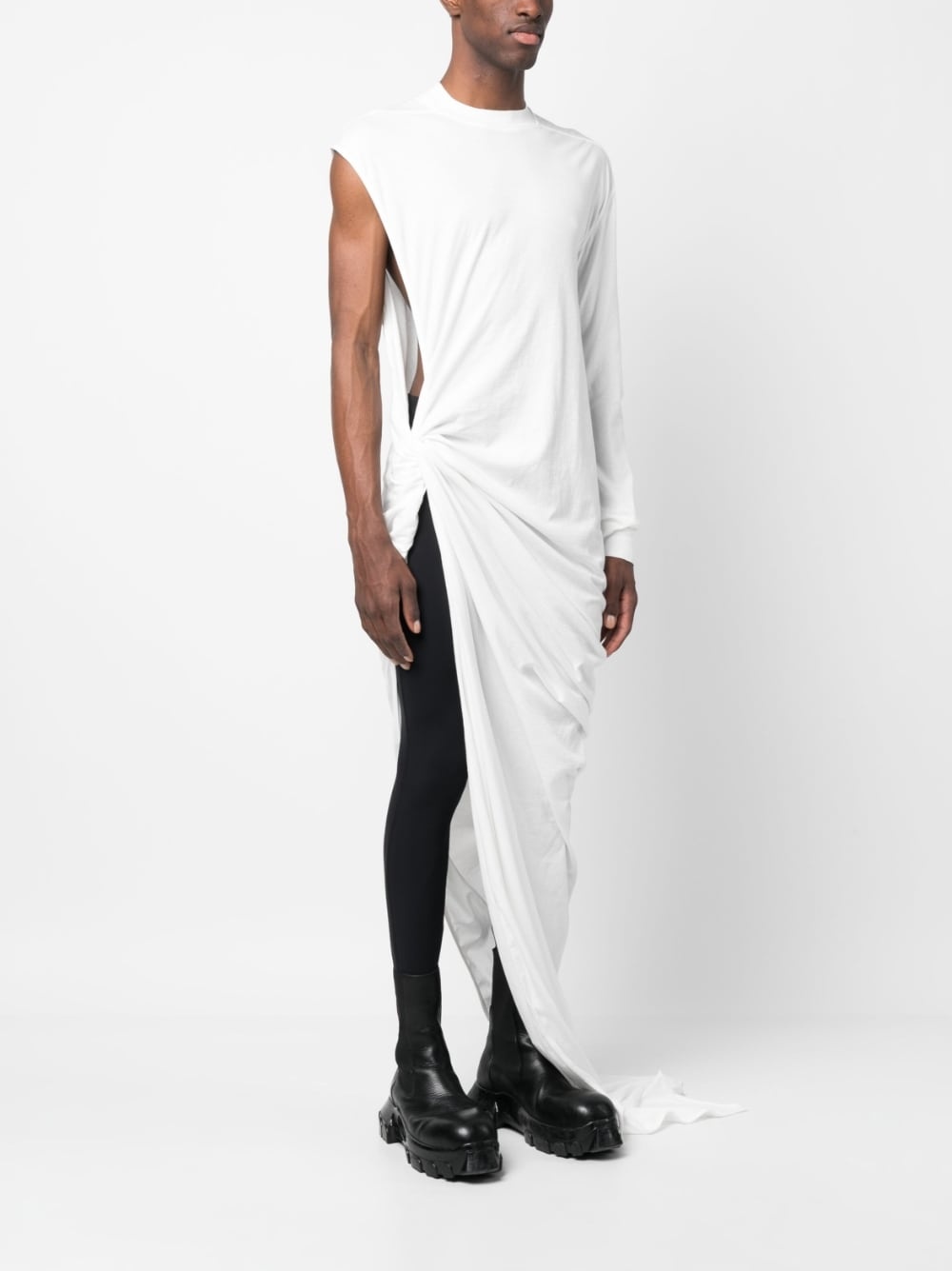 woven long-line T-shirt - 3