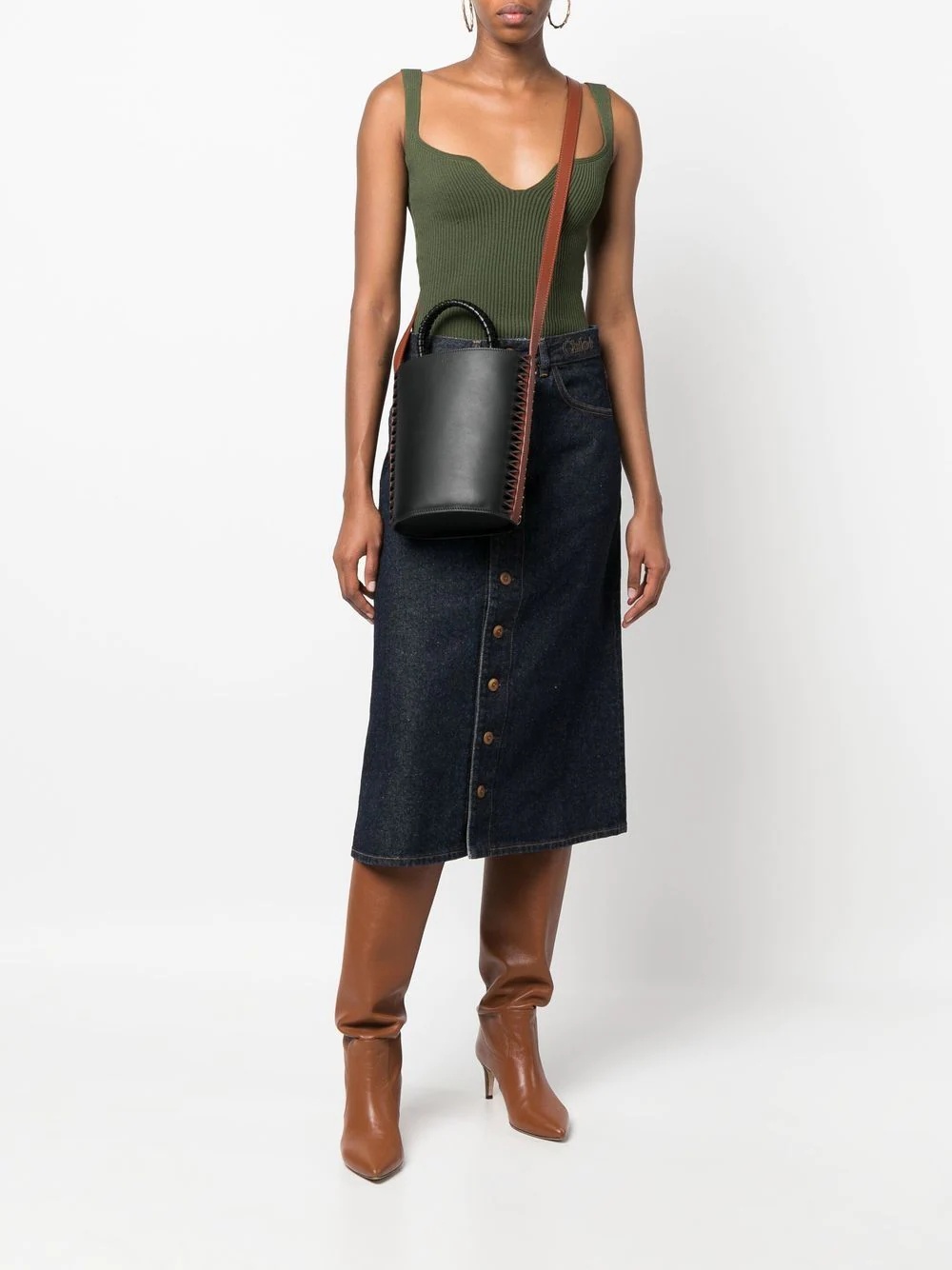 colour-block leather bucket-bag - 2