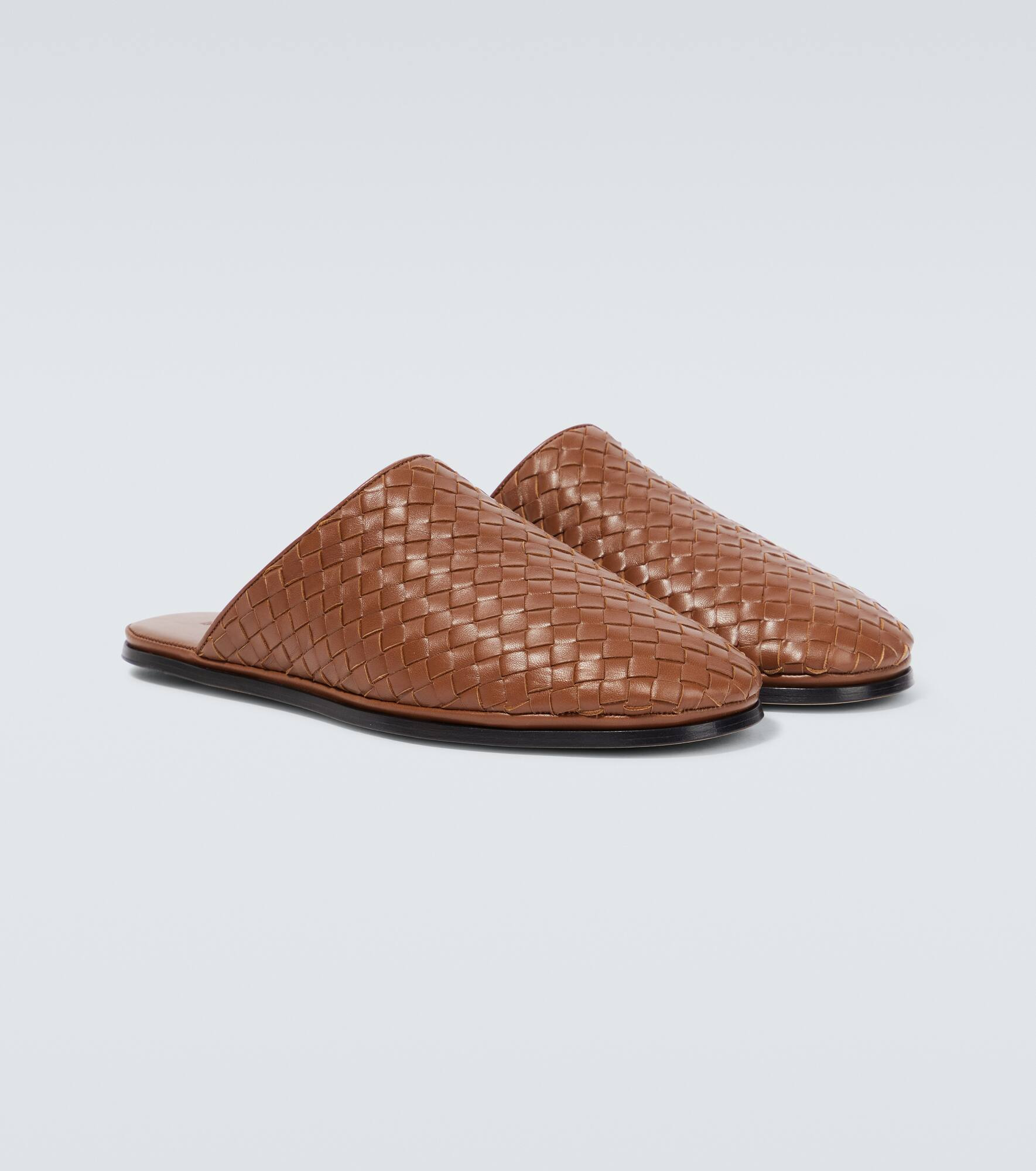 Intrecciato leather slippers - 5
