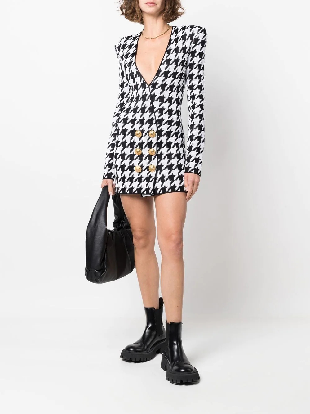 houndstooth-print dress - 2