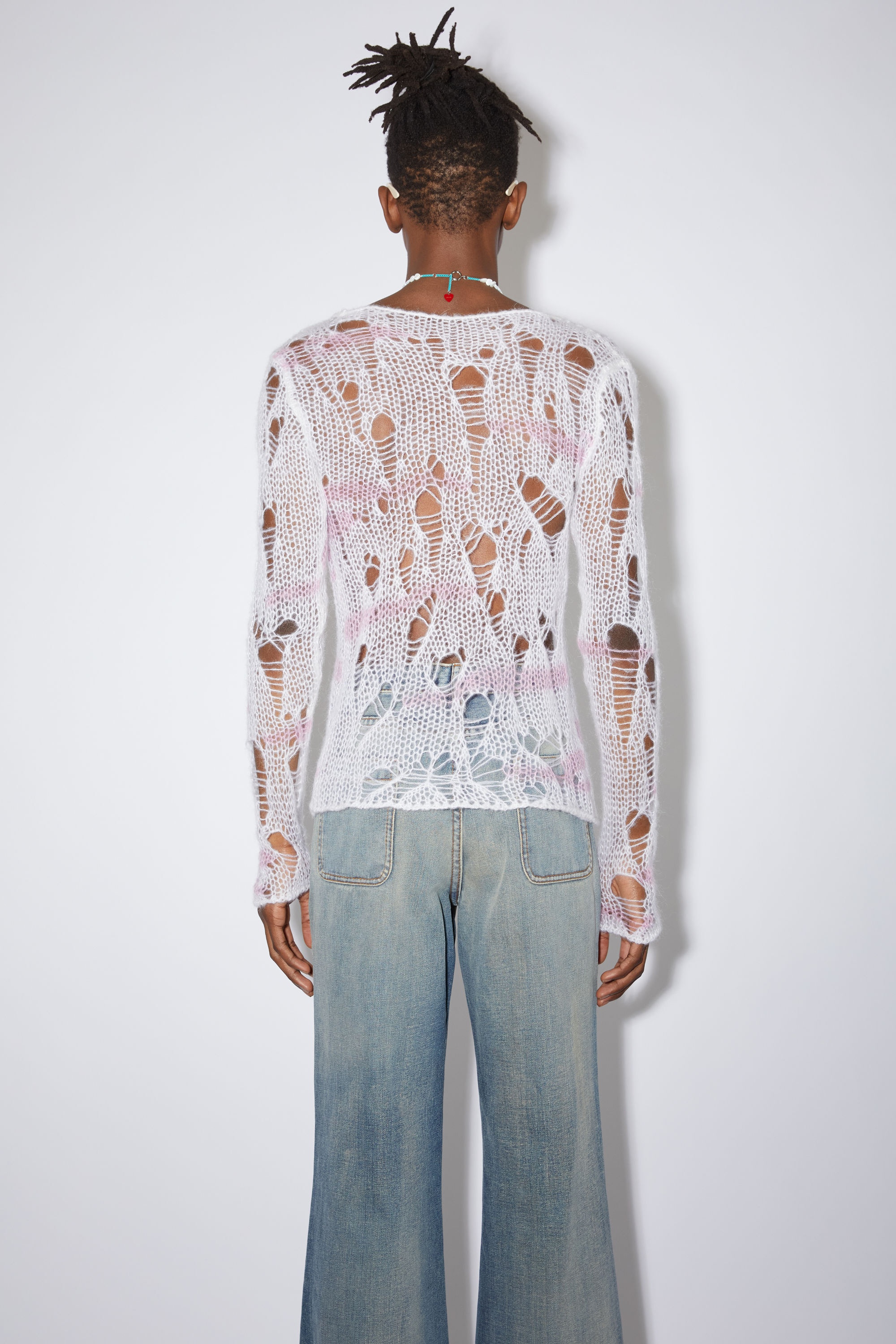Crew neck jumper - Off white/pink - 3