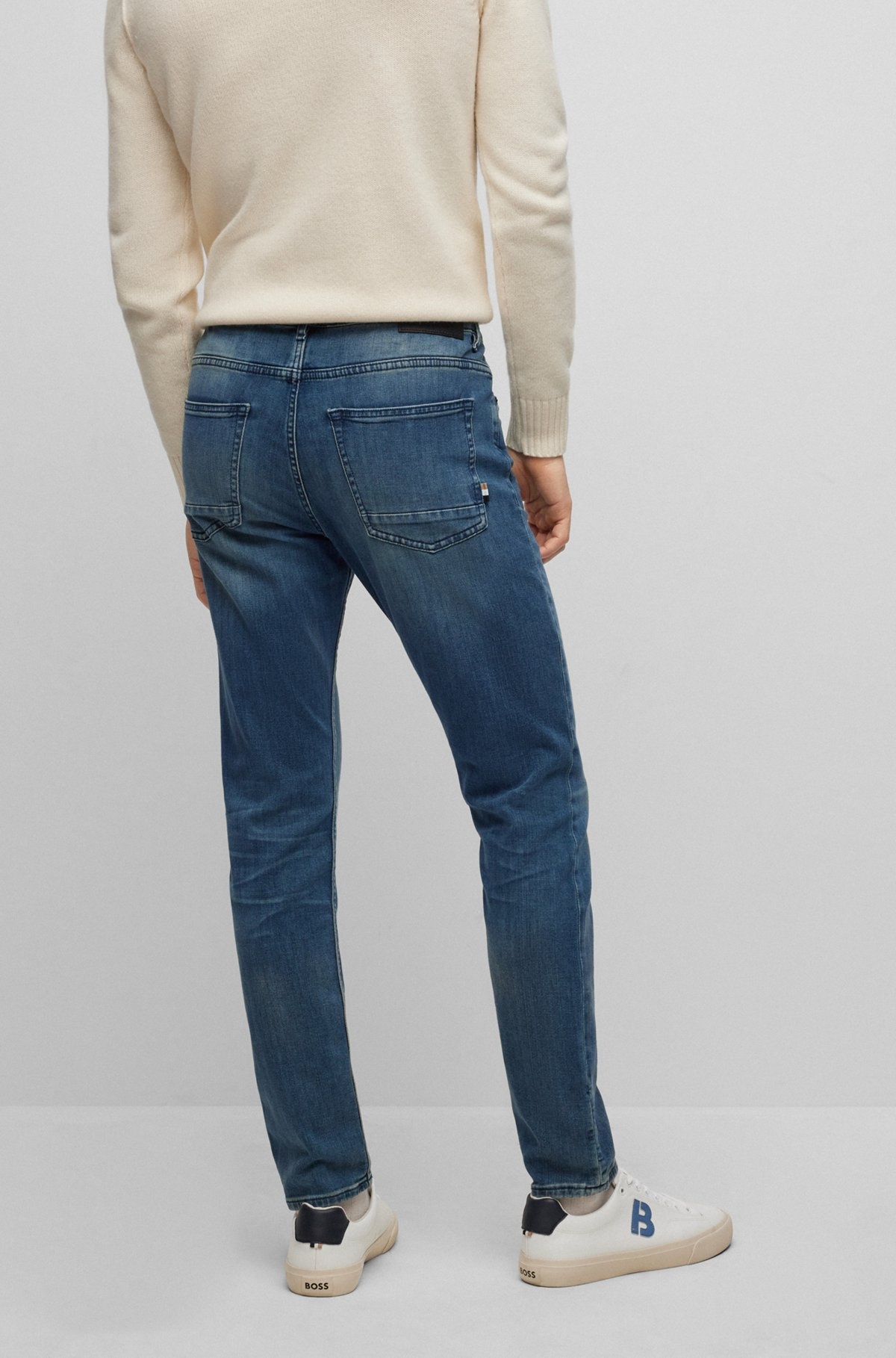 SLIM-FIT JEANS IN SUPER-SOFT BLUE DENIM - 4