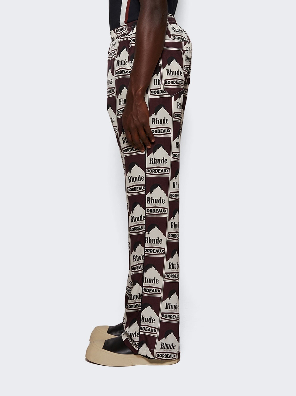 Moonlight Bordeaux Pj Pant Maroon And Off White - 4