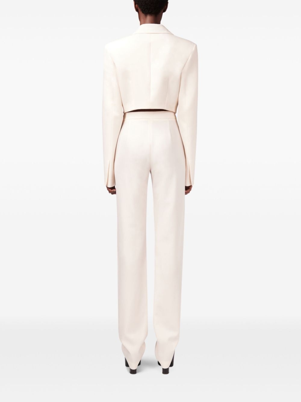 crystal-brooch cropped jacket - 4