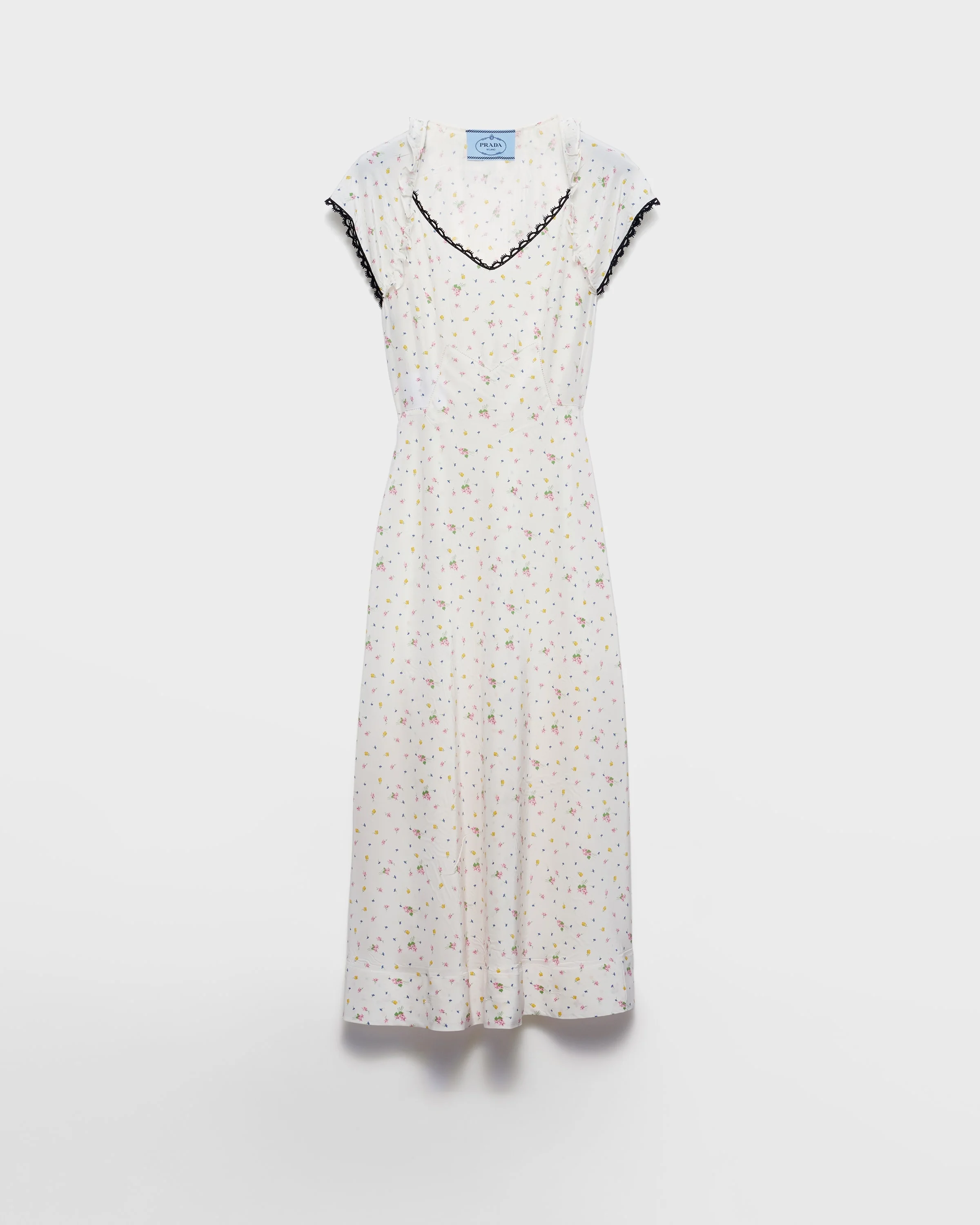 Floral print pongé dress - 1