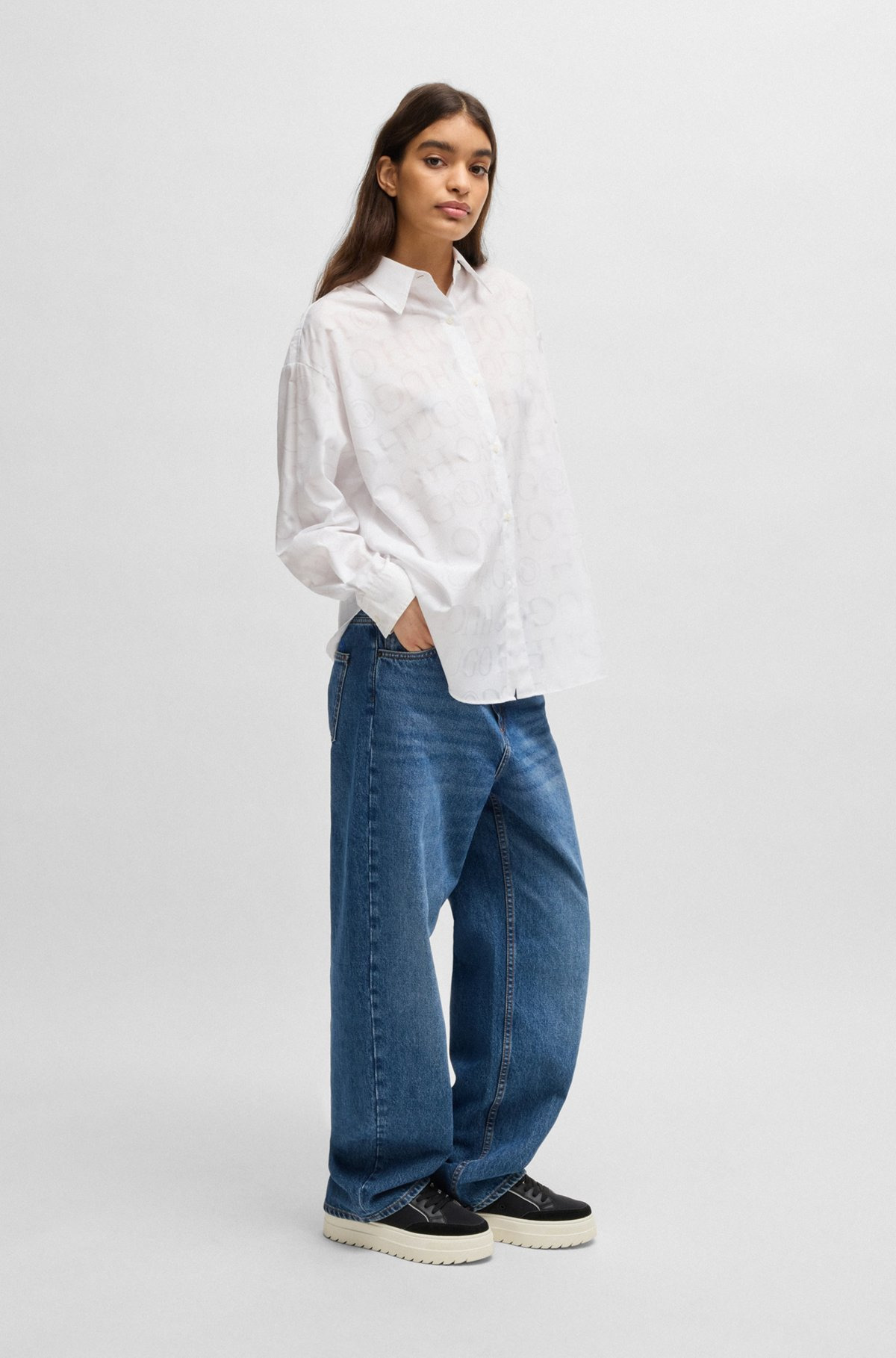 OVERSIZE-FIT BLOUSE WITH DEVORÉ LOGO PRINT - 3