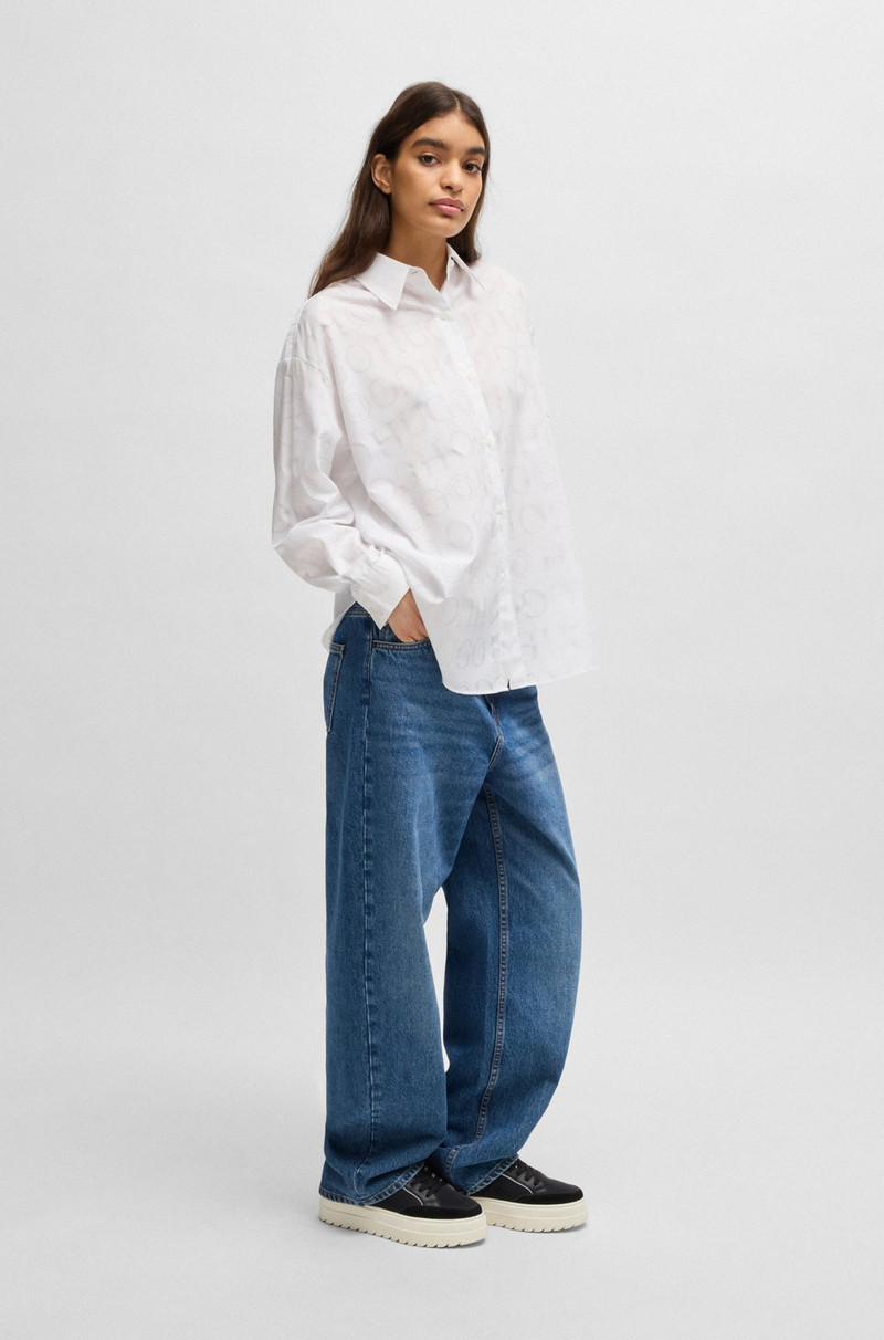 HUGO OVERSIZE-FIT BLOUSE WITH DEVORÉ LOGO PRINT outlook