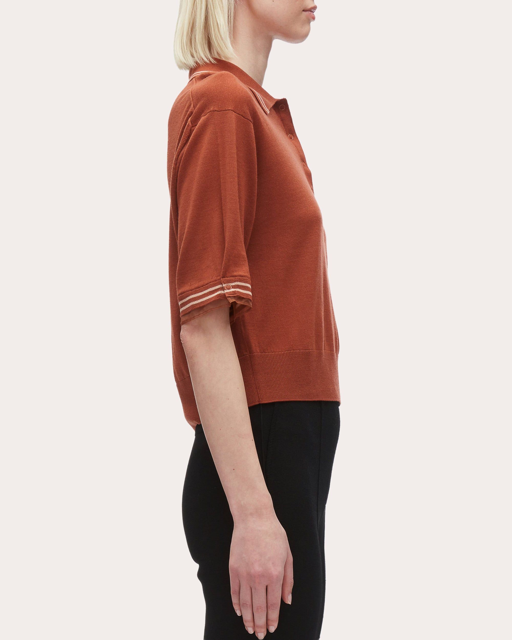 Cropped Organza-Trimmed Wool Polo Shirt - 3
