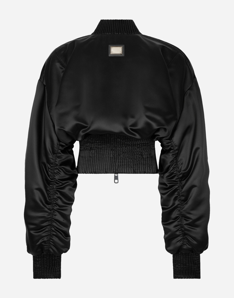 Dolce & Gabbana Short duchesse bomber jacket with draped sleeves outlook