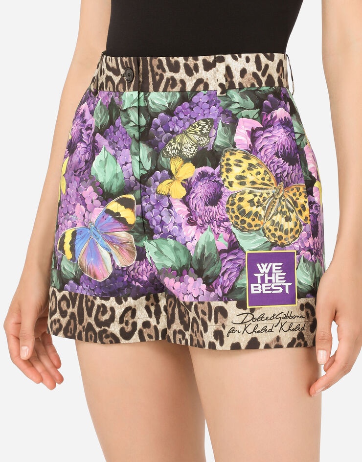 Butterfly-print poplin shorts - 10