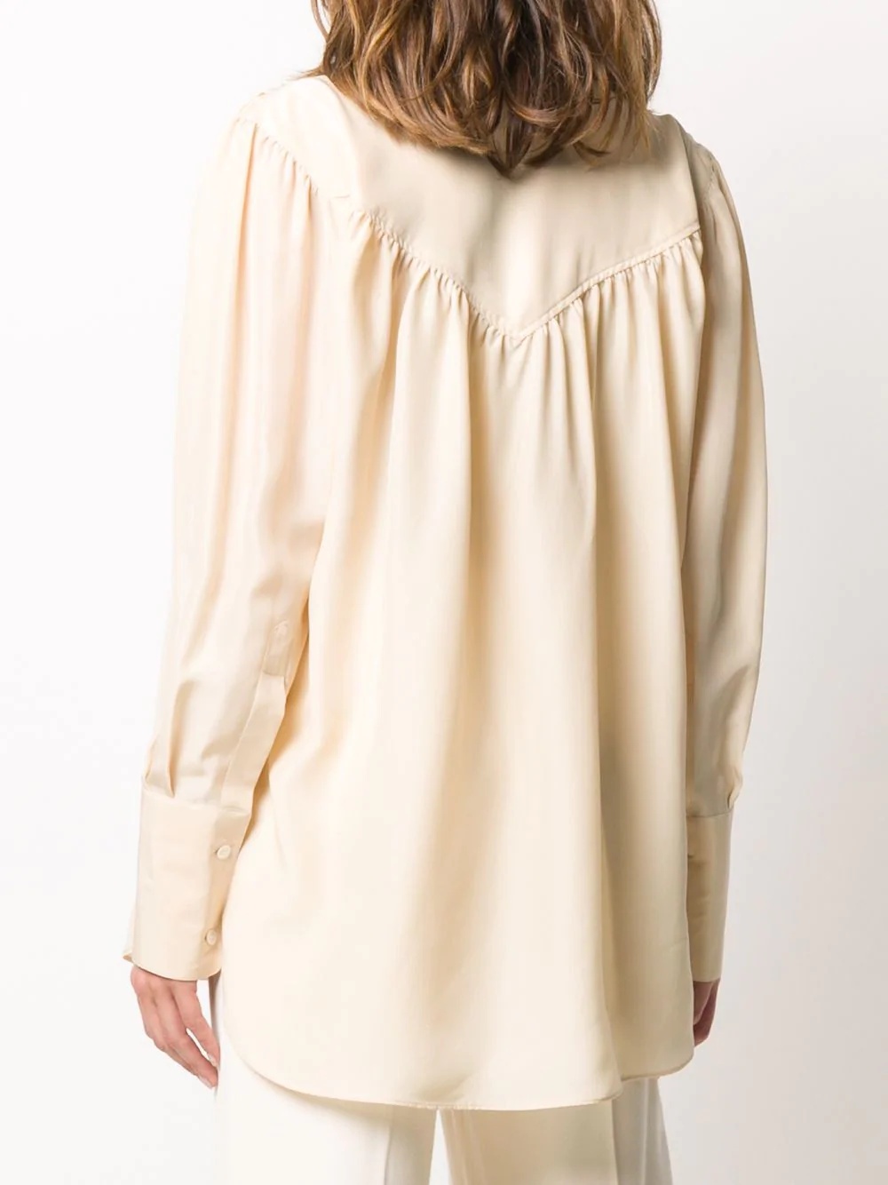 oversize gathered silk shirt - 4