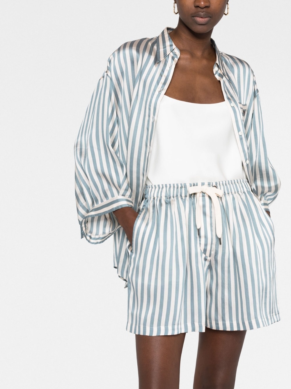 striped drawstring-waist shorts - 5