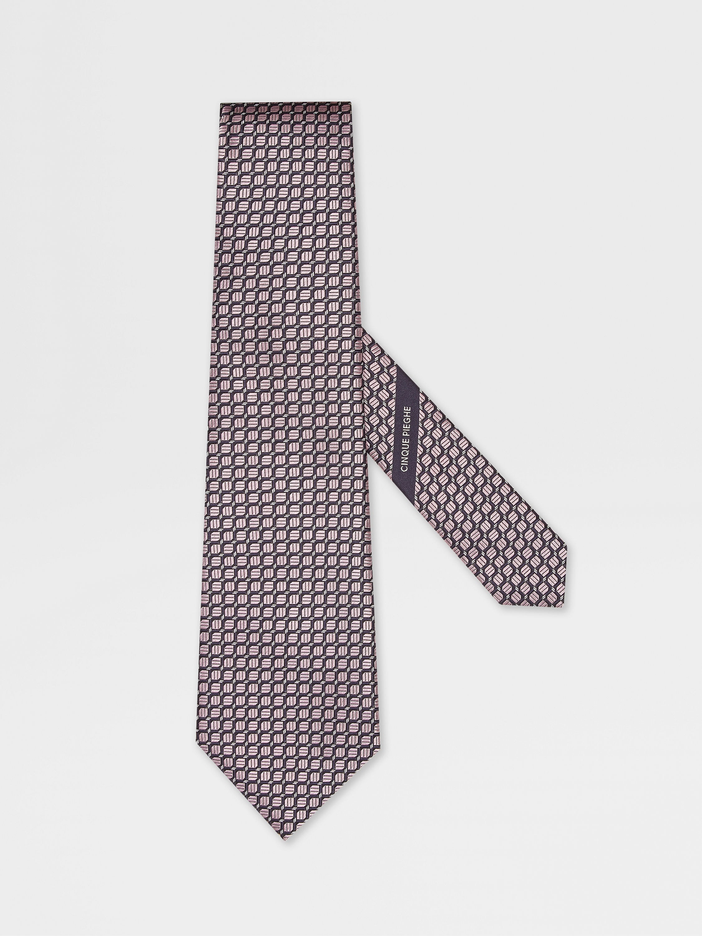 PINK CINQUE PIEGHE SILK TIE - 1