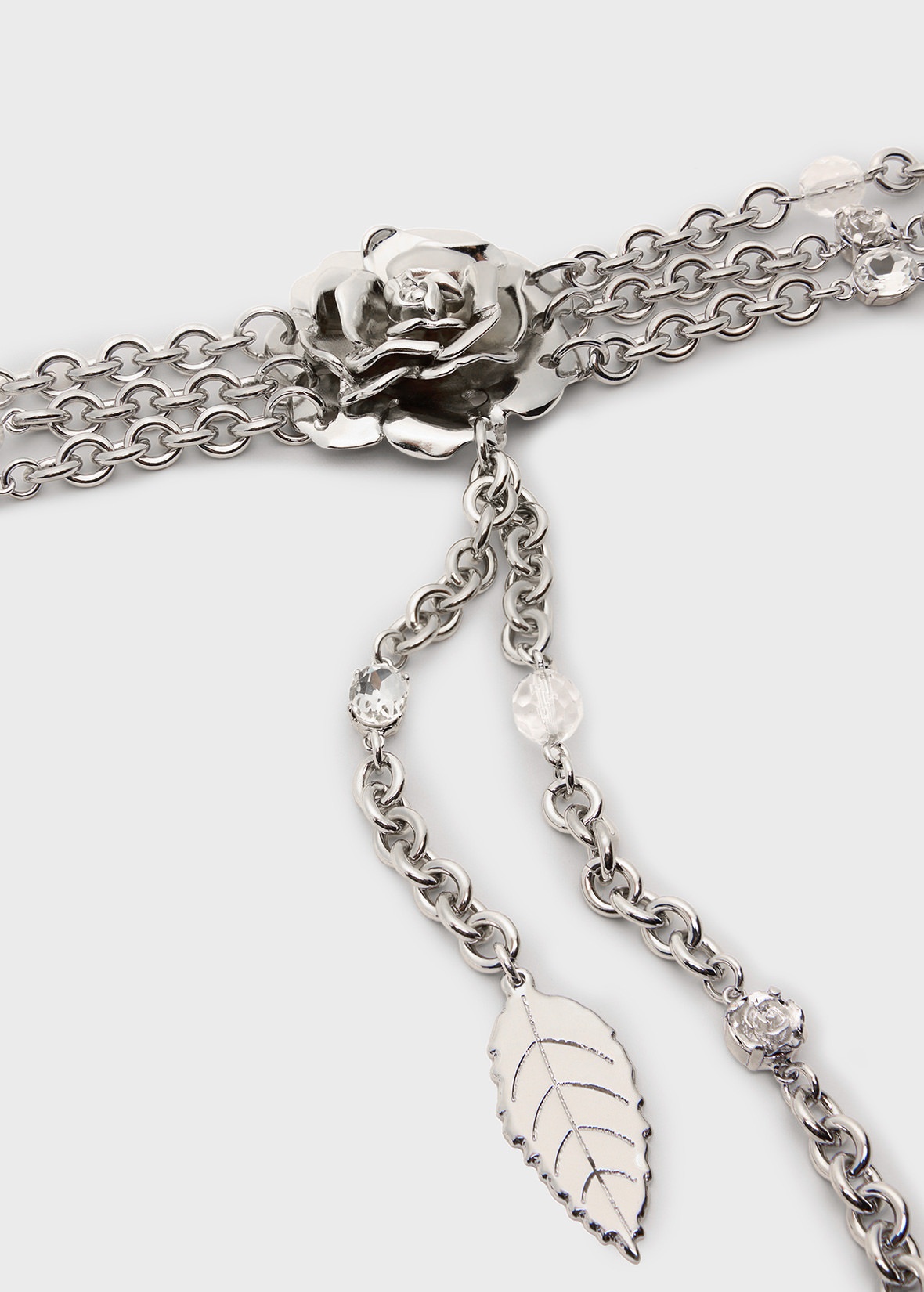 METAL CHOKER WITH CHARM AND ROSES - 3
