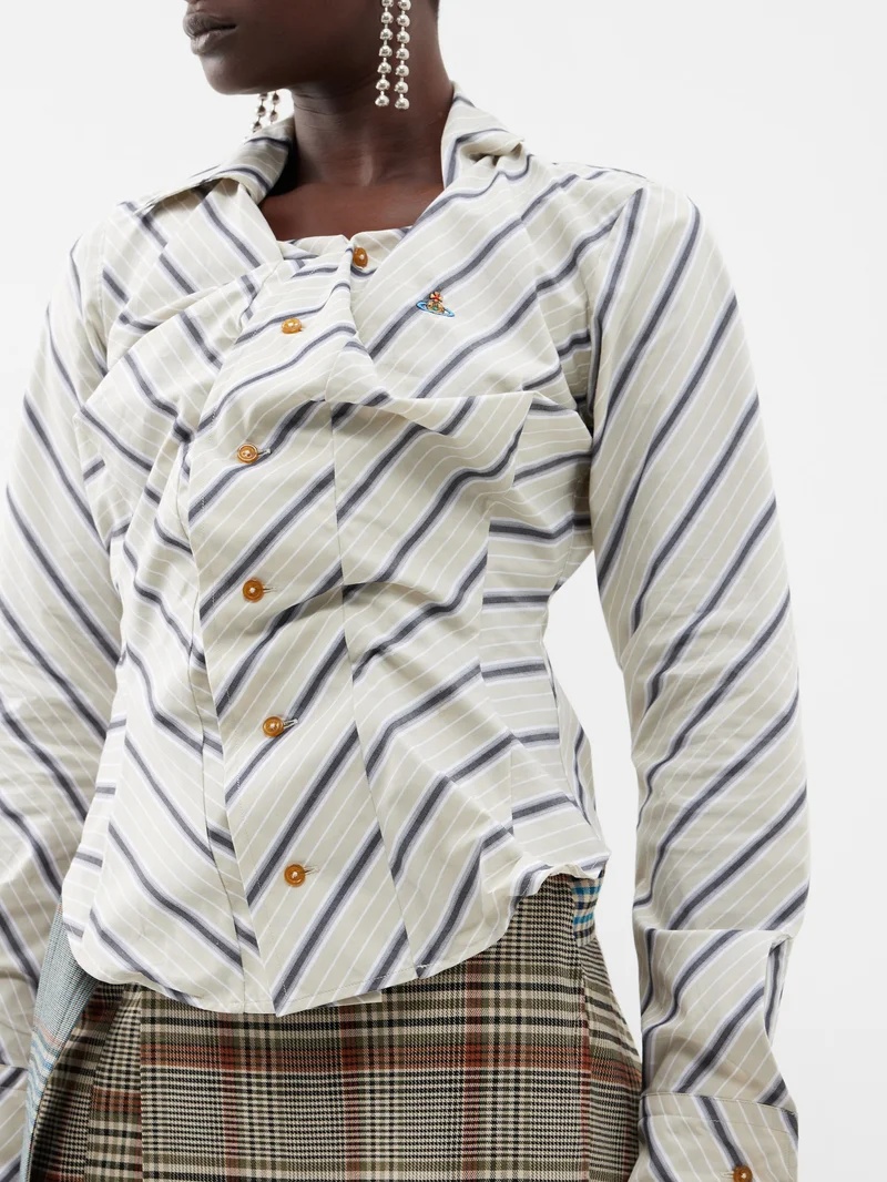 Vivienne Westwood Asymmetric striped-cotton shirt