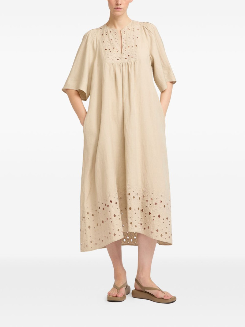 Yves Salomon embroidered-detail midi dress outlook