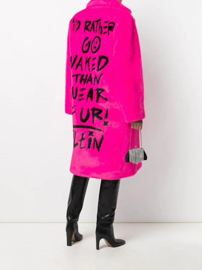 PHILIPP PLEIN graffiti-print faux-fur coat outlook