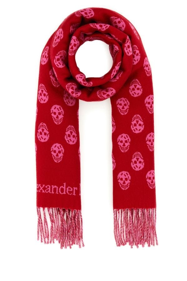 Alexander Mcqueen Woman Embroidered Wool Reversible Scarf - 1