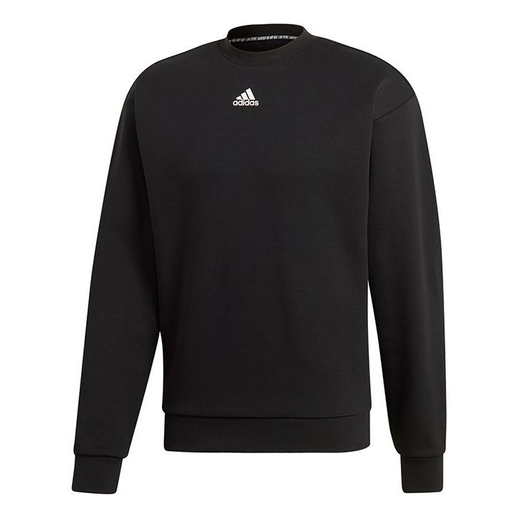 adidas M Mh 3s Crew Casual Sports Solid Color Round Neck Black DX7654 - 1