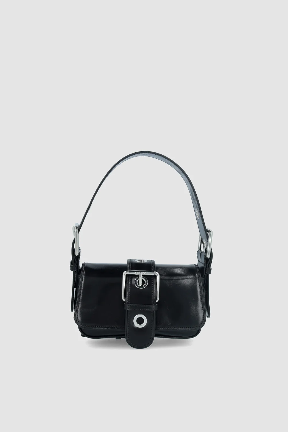 Eloise Black Creased Calf Leather Shoulder Bag - 1