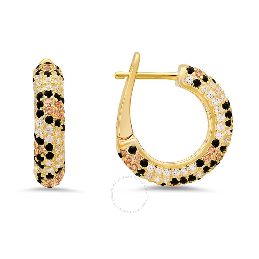 Kylie Harper - Kylie Harper 14k Gold Over Silver Leopard Skin Pave CZ Hoop Earrings - 1