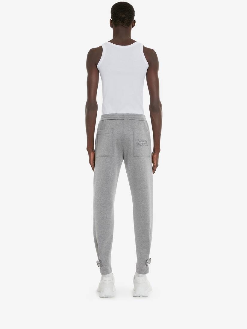 Men's Double Jersey Joggers in Pale Grey - 4
