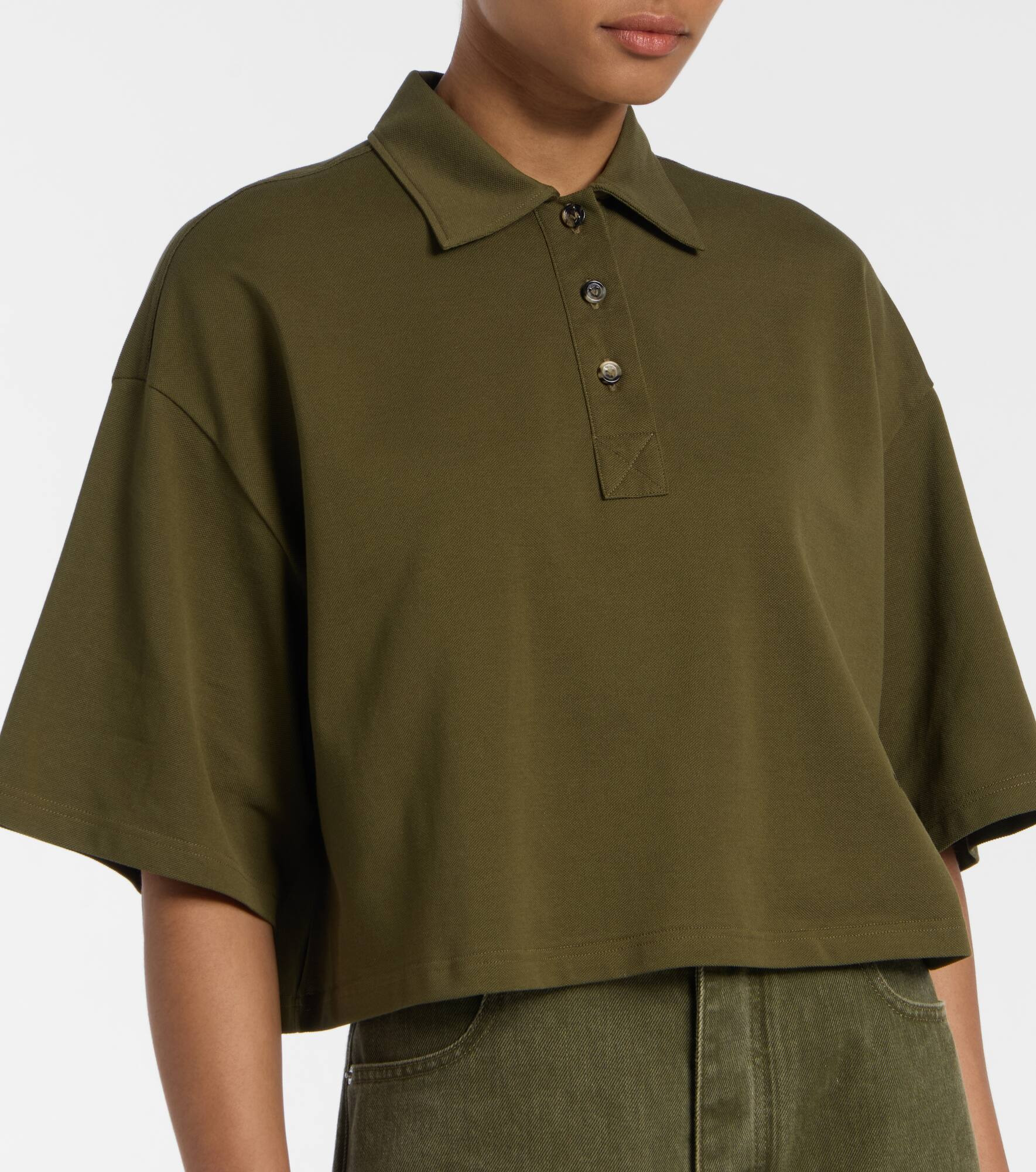 Cropped cotton polo shirt - 6