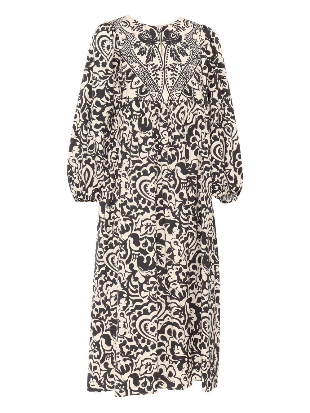 embroidered print cotton midi dress - 1