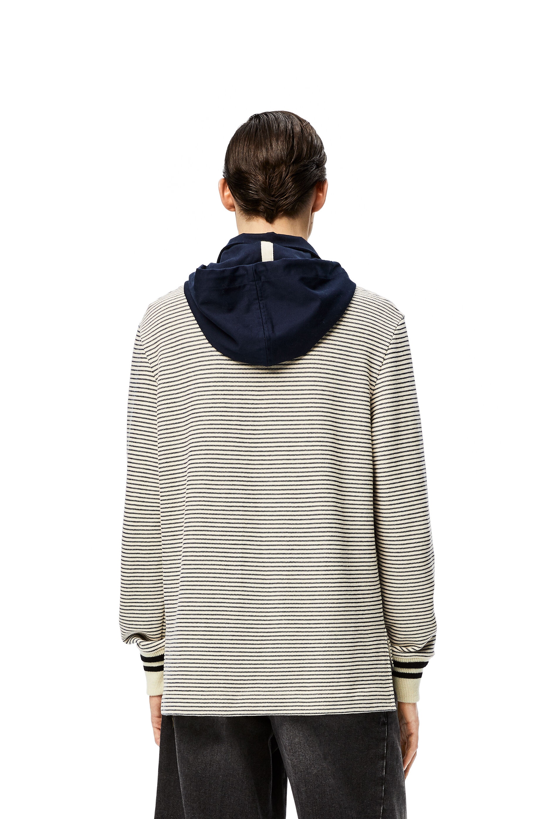 Hooded polo in striped cotton - 4