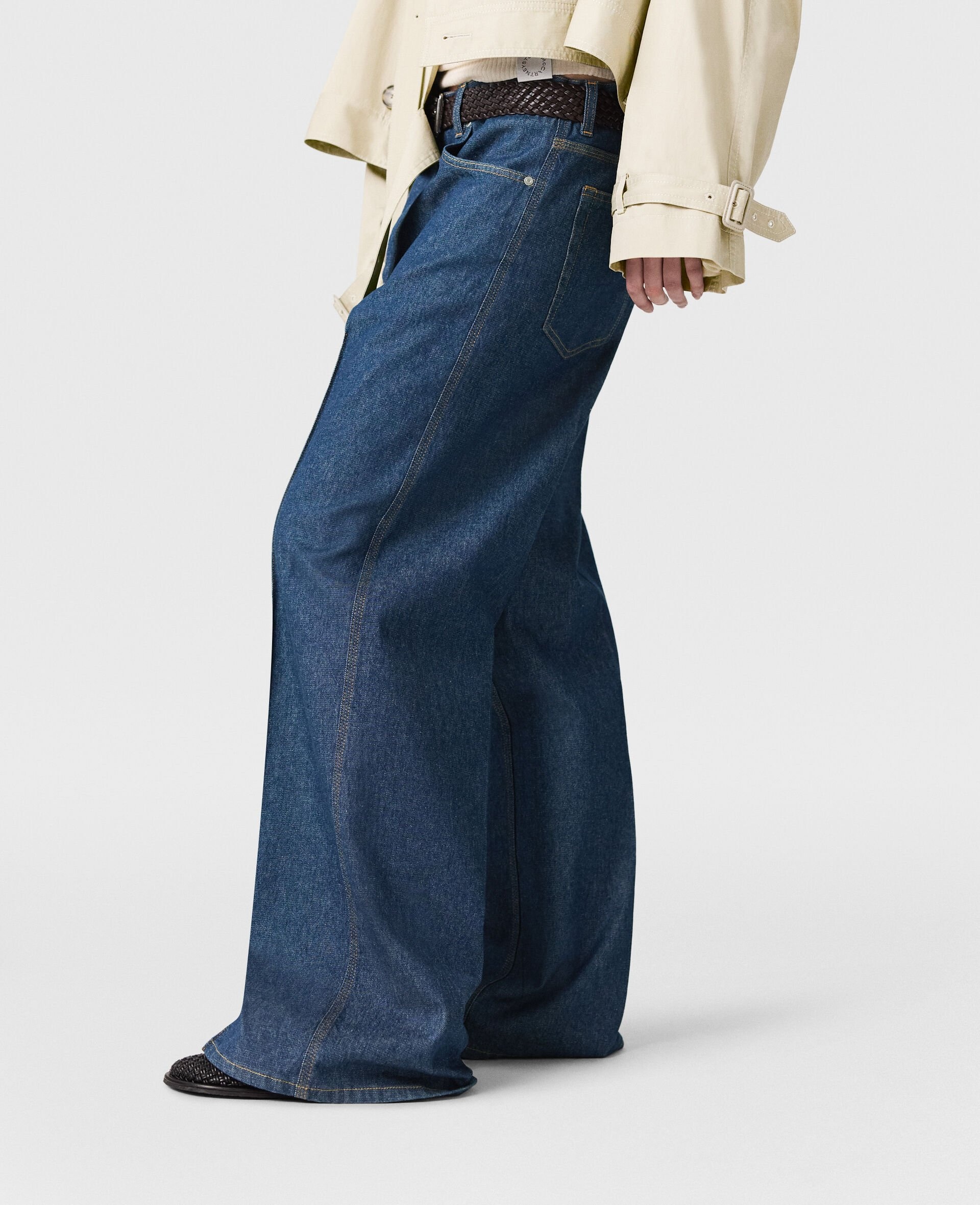 Center-Pleat Denim Tailored Pants - 3