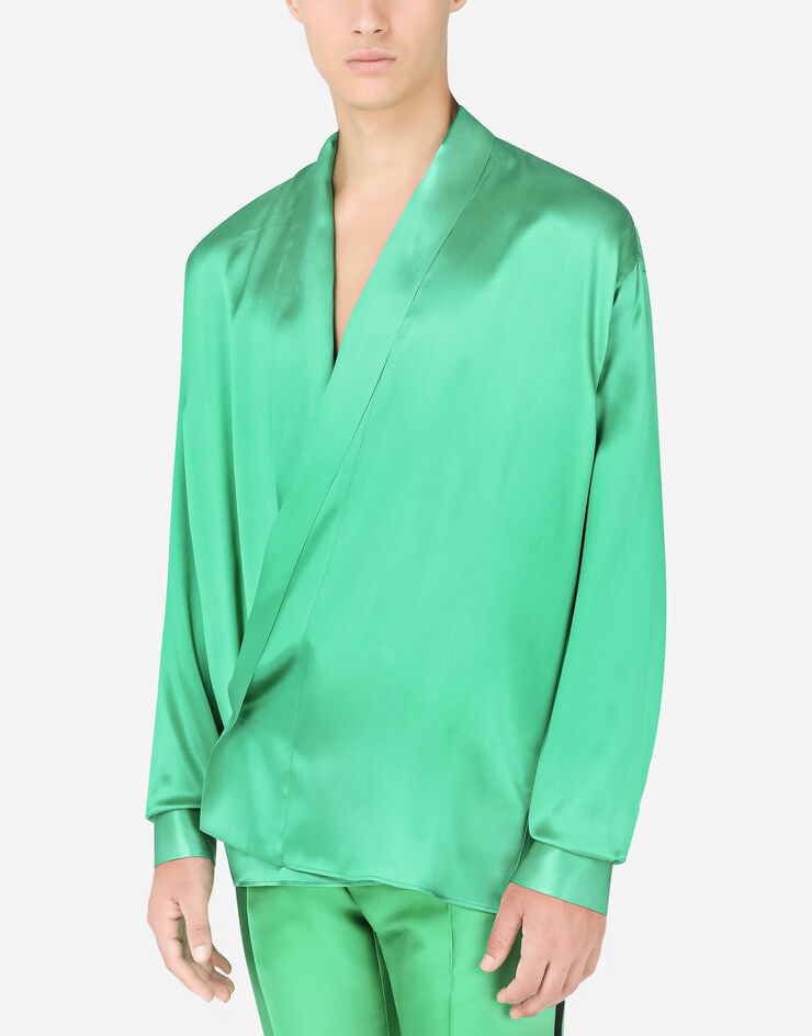 Oversize silk satin shirt - 4