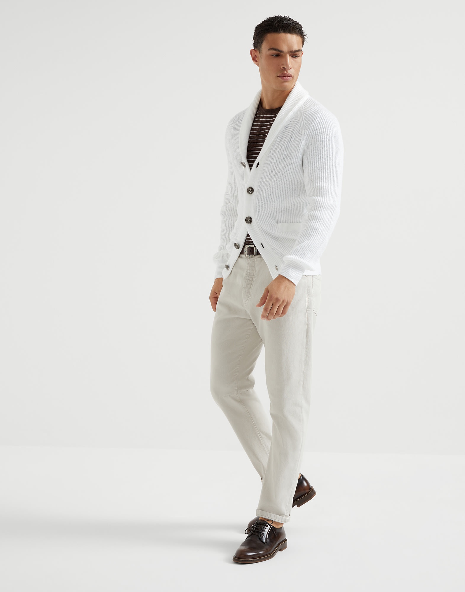 Garment-dyed comfort denim leisure fit five-pocket trousers - 4
