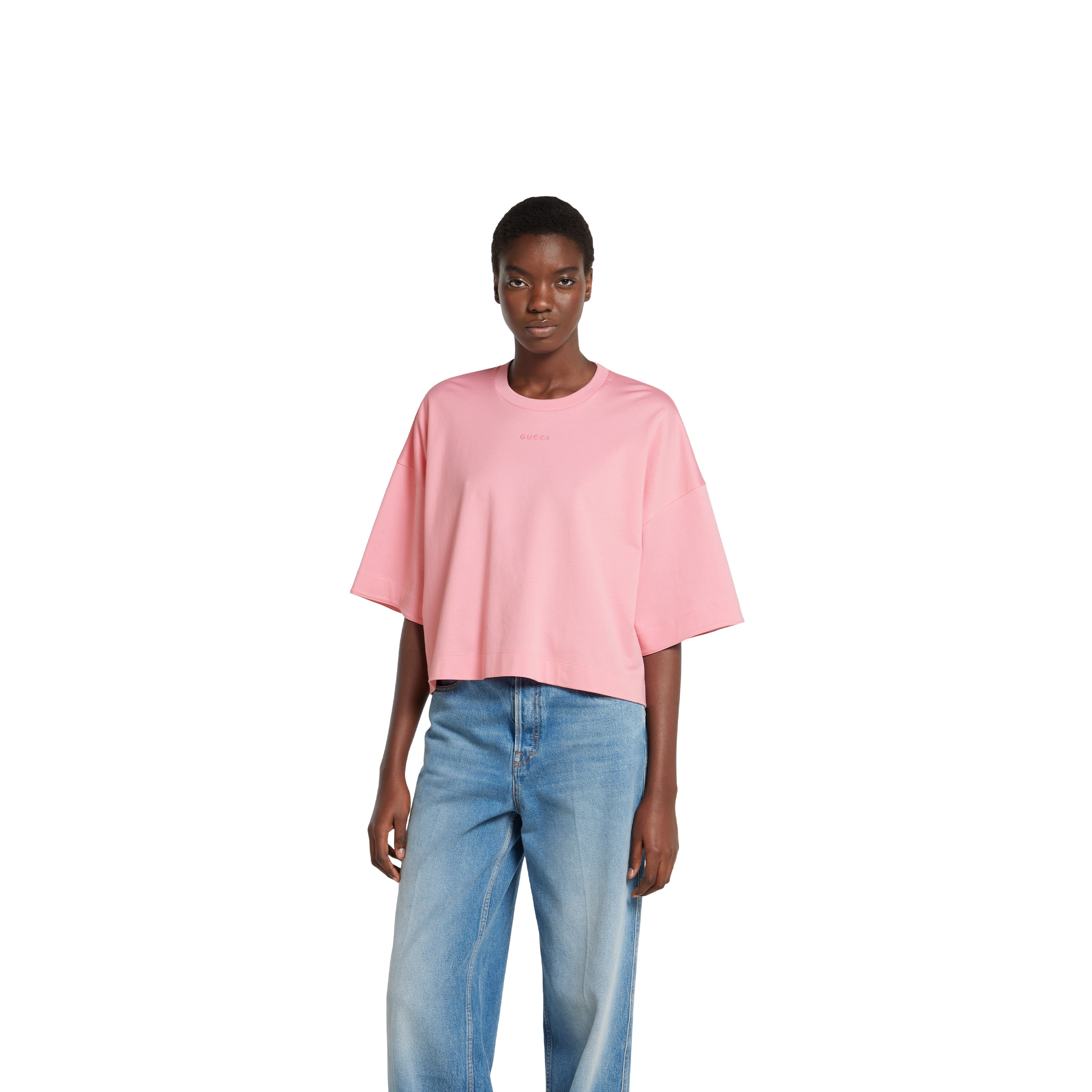 Cotton jersey maxi T-shirt with embroidery - 3