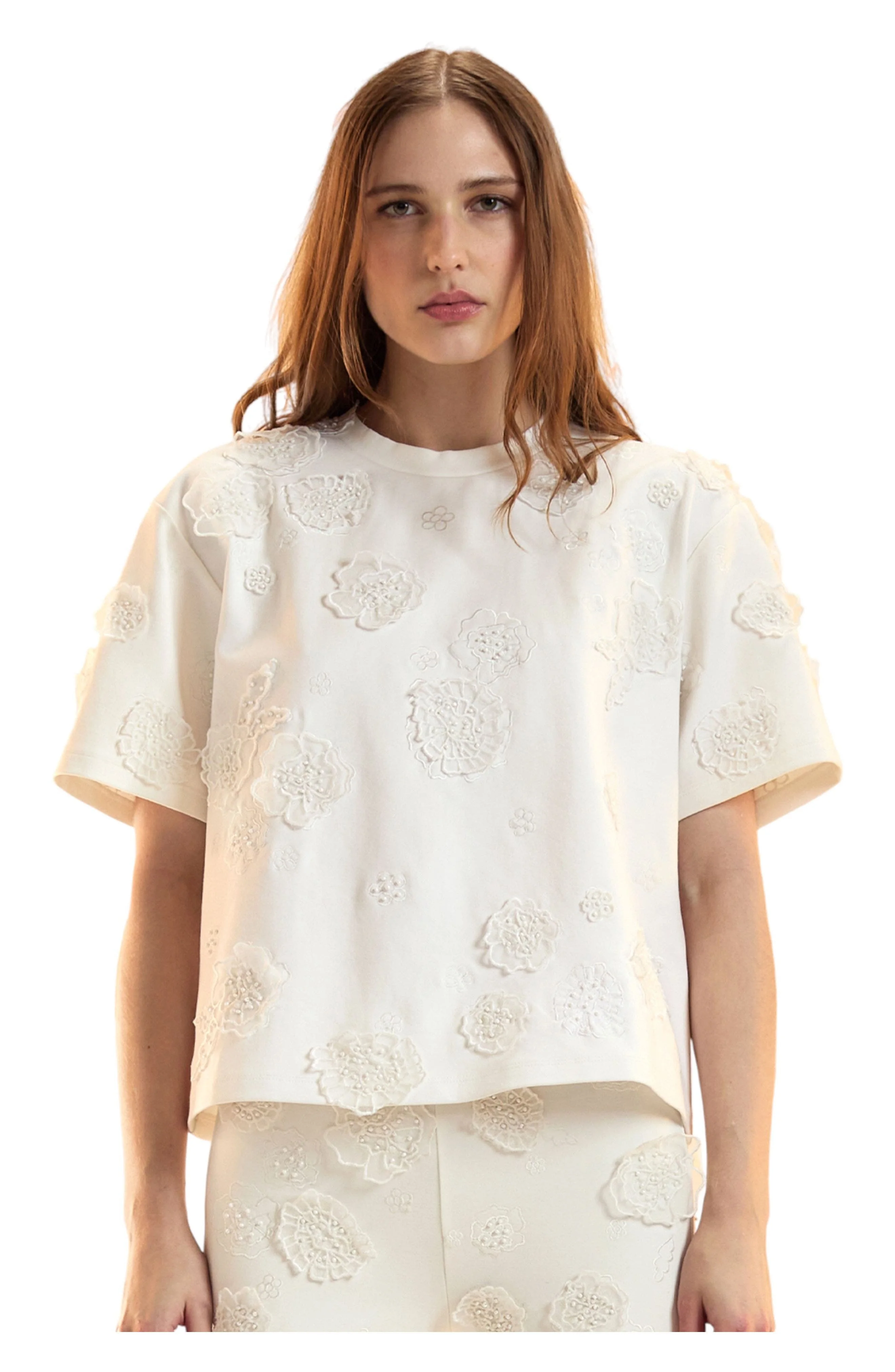 Cynthia Rowley Pop Floral Applique Top in White at Nordstrom - 1
