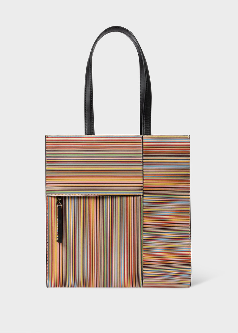 Leather 'Signature Stripe' Tote Bag 1