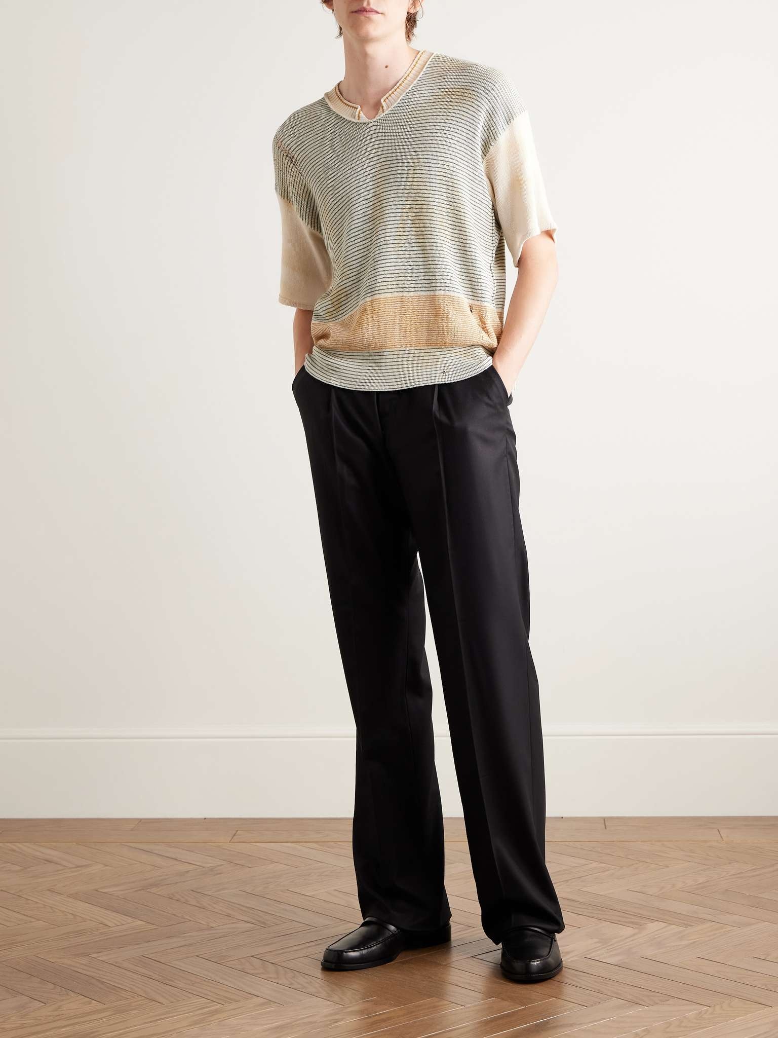 Here Comes Alice Distressed Striped Cotton Sweater - 2