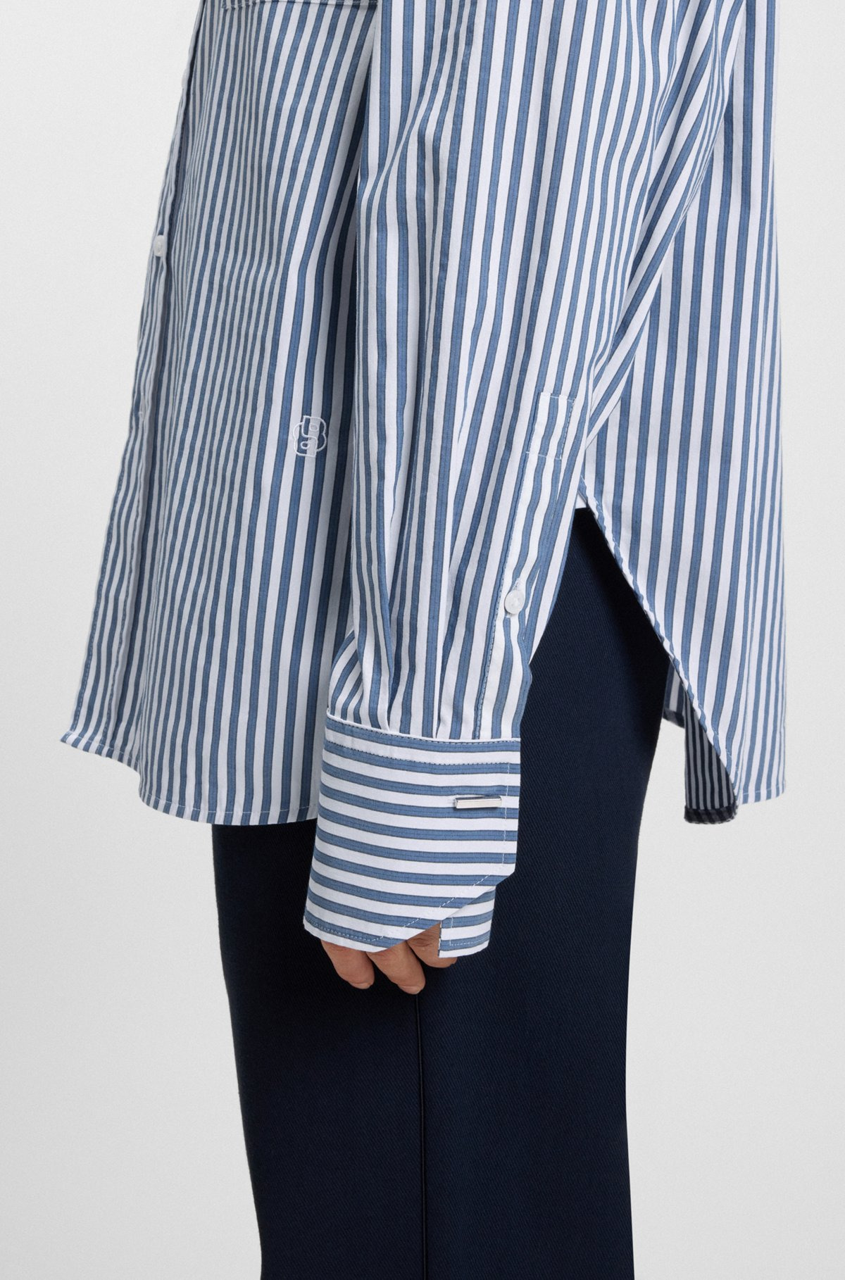COTTON BLOUSE WITH VERTICAL STRIPES - 6