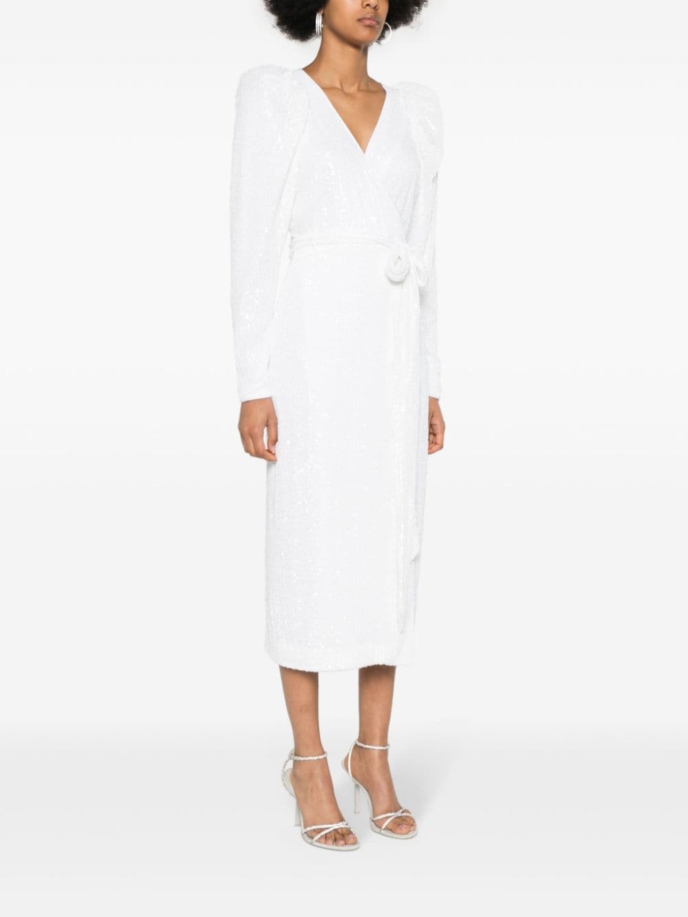 sequined midi wrap dress - 3