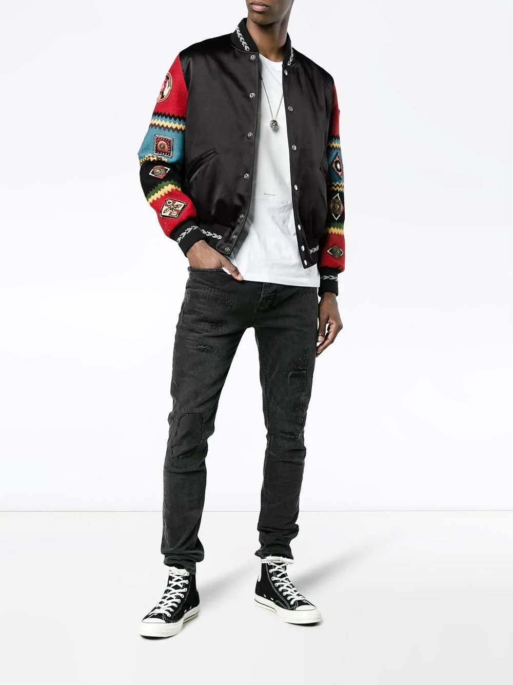 Wool varsity jacket with embroidered sleeves - 2