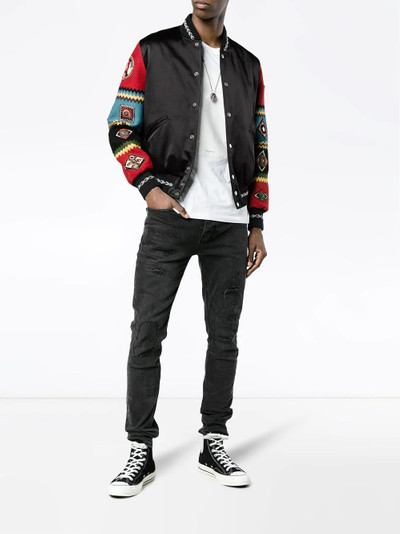 SAINT LAURENT Wool varsity jacket with embroidered sleeves outlook