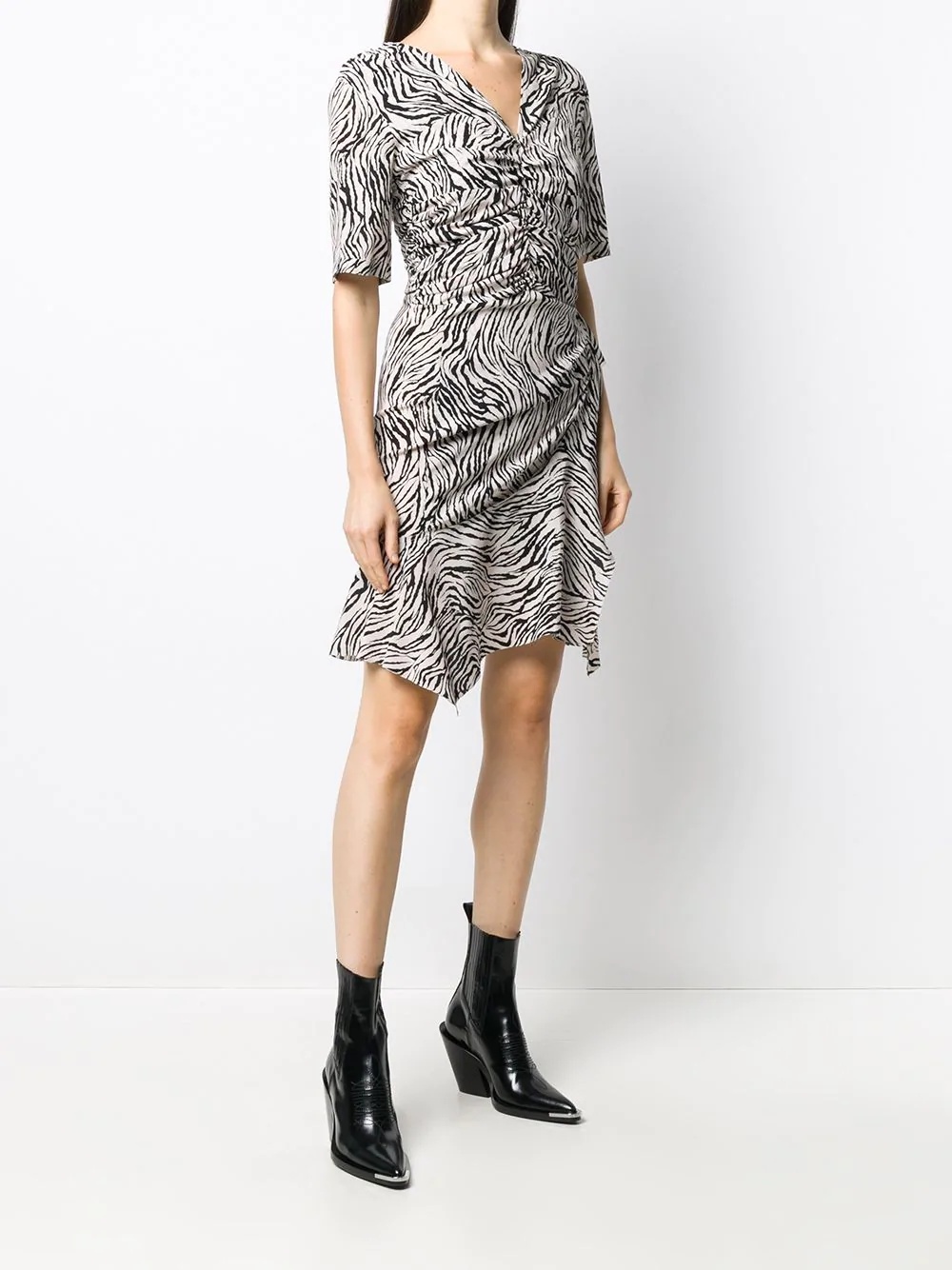 zebra-print ruched dress - 3