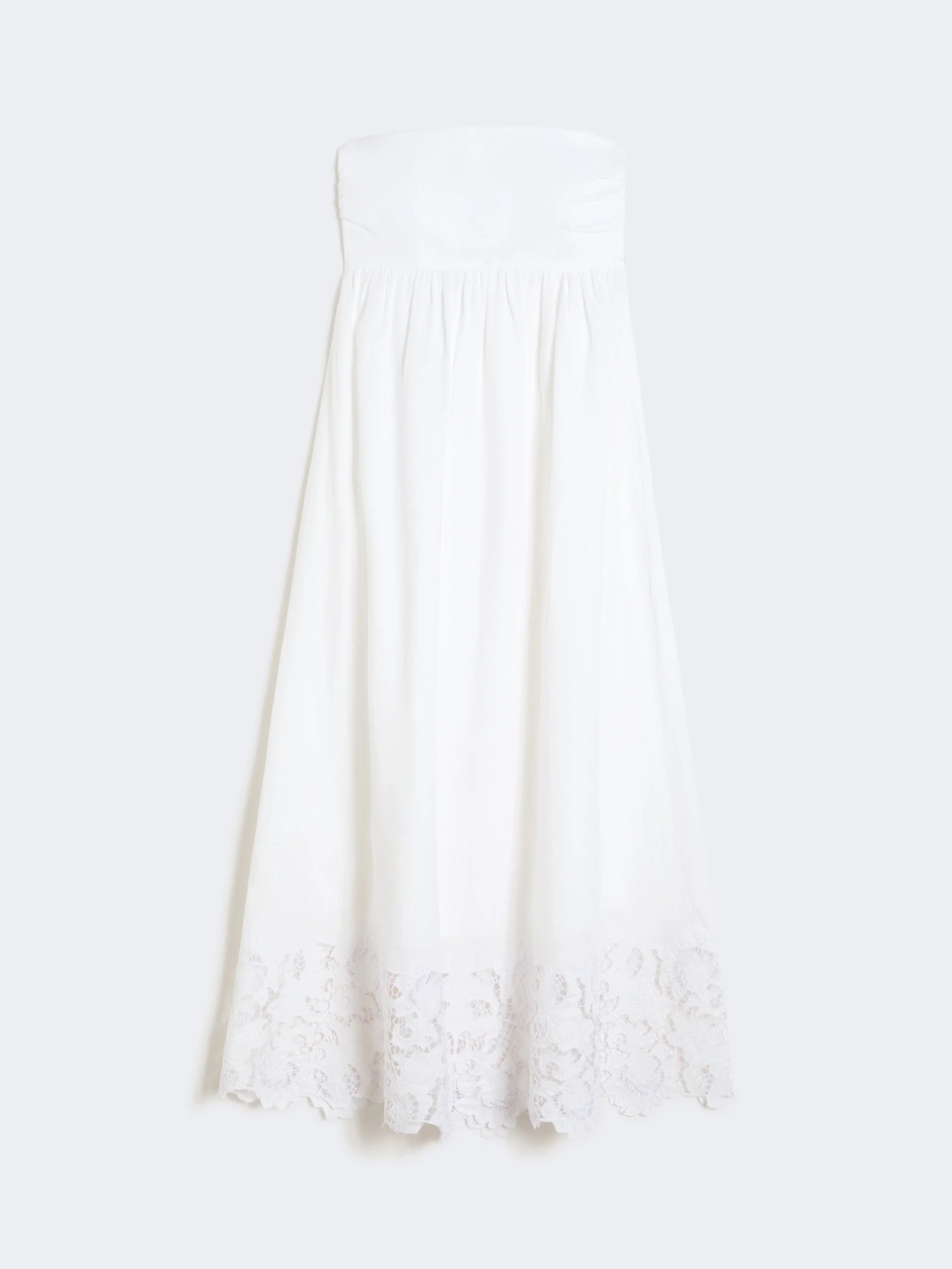 Linen canvas bustier dress - WHITE - 1