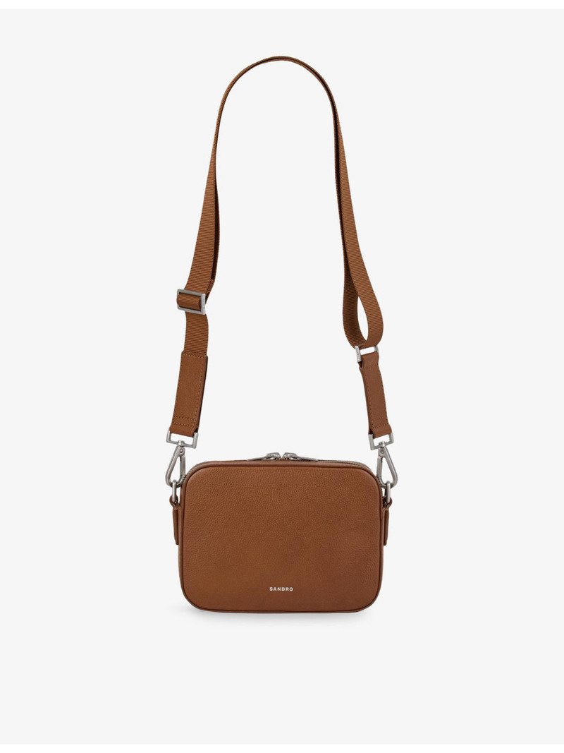 Sandro Logo-Embossed Leather Shoulder Bag outlook