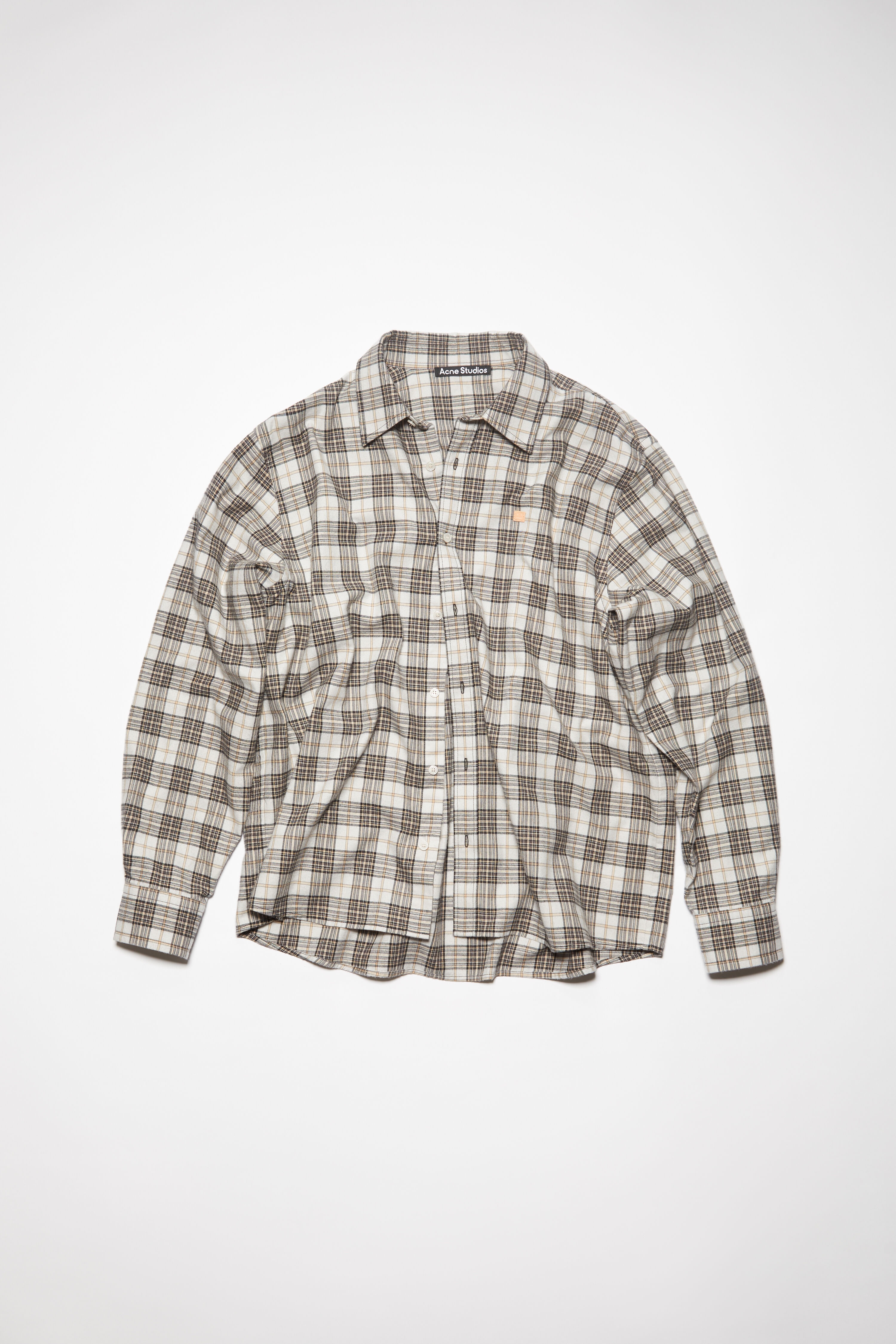 Flannel check button-up shirt - White/black - 6