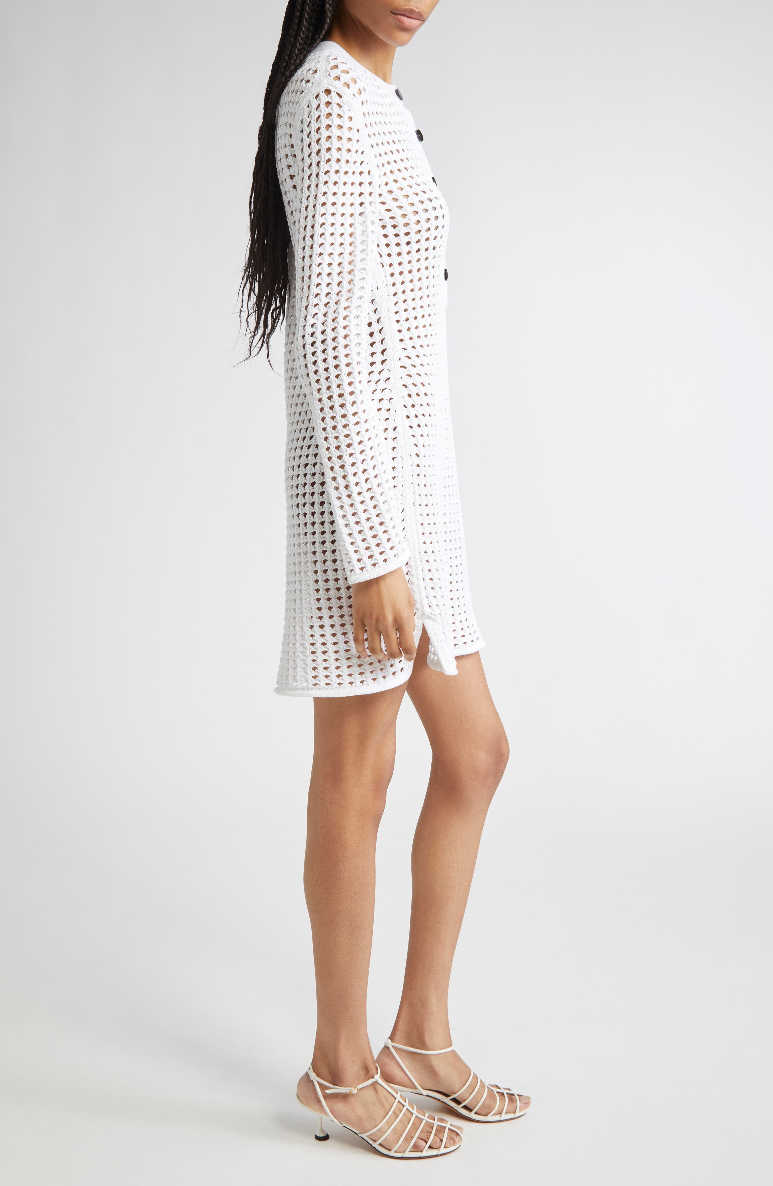 Proenza Schouler Micah Long Sleeve Open Knit Sweater Dress in Off White at Nordstrom - 3