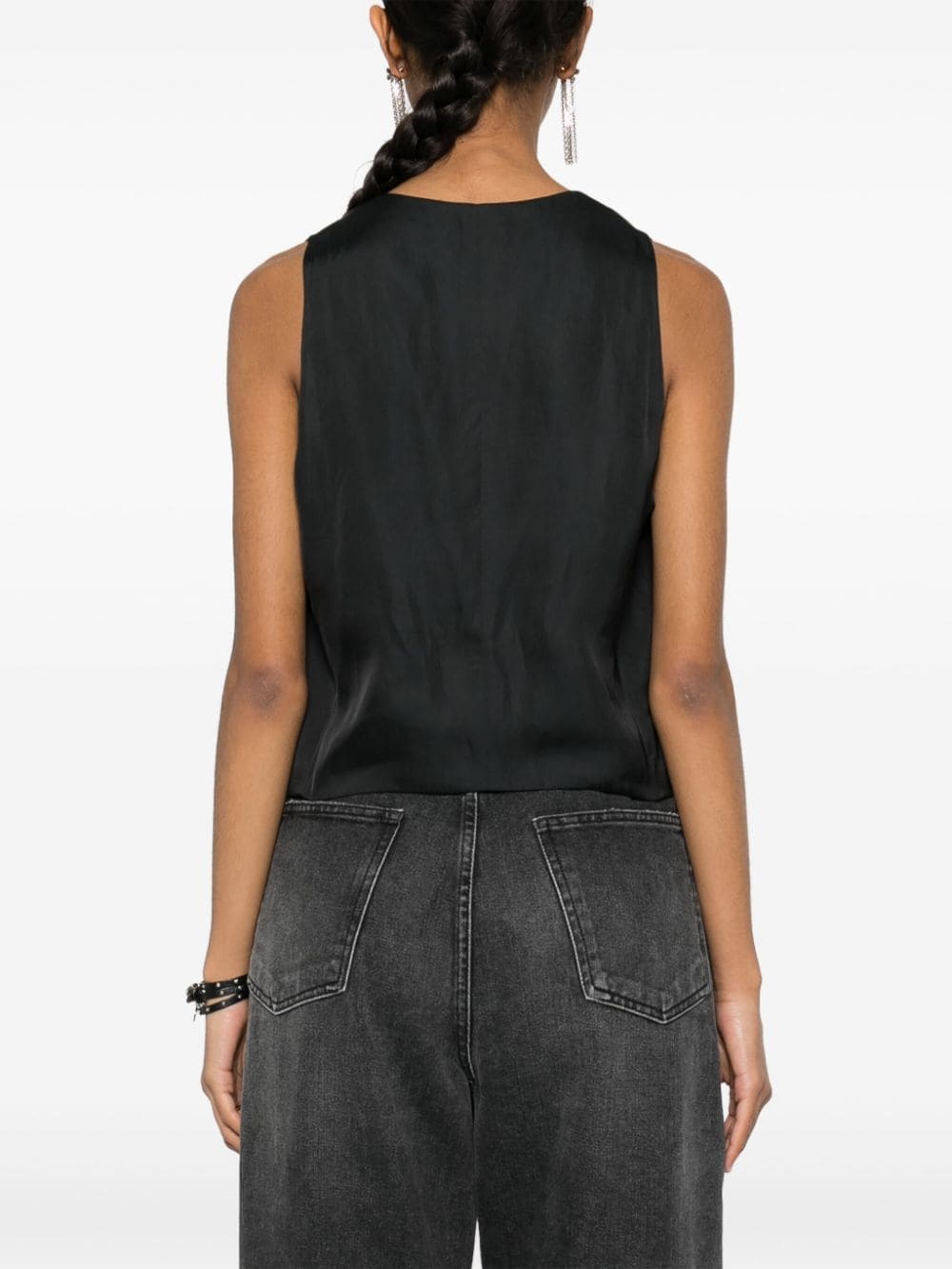Emaux satin waistcoat-style top - 4