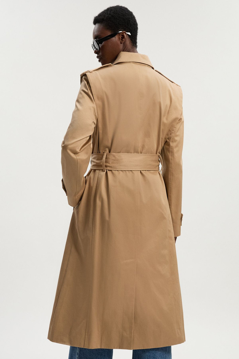 Strong Shoulder Belted Midi Trench Coat 6