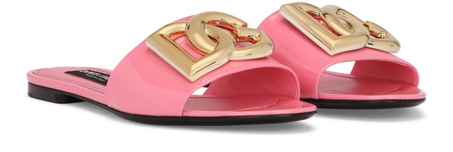 Patent leather sliders with DG logo - 2