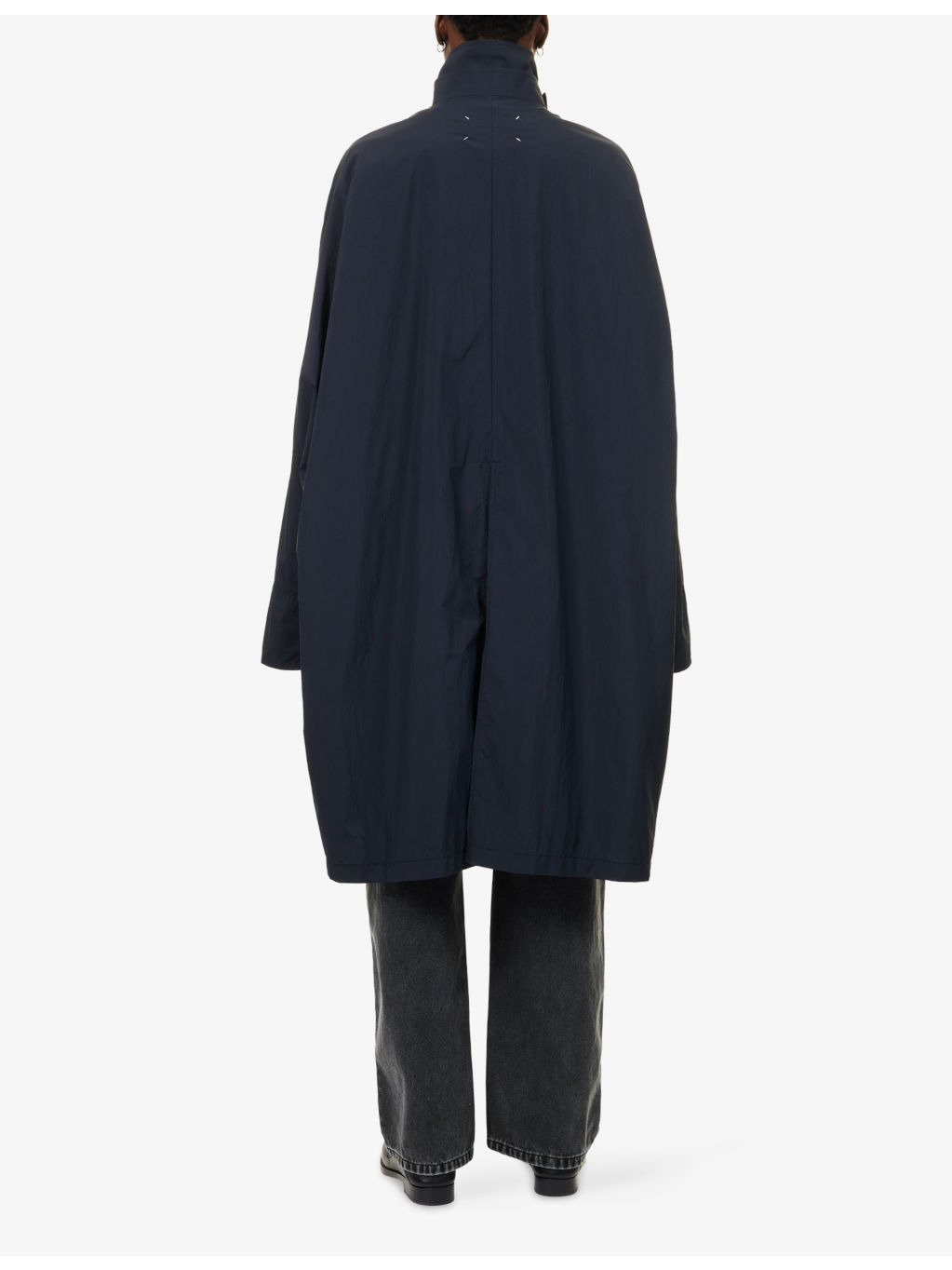 High-Neck Oversized Woven Trench Coat - 4