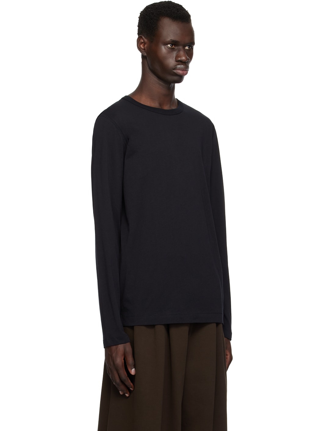 Black Crewneck Long Sleeve T-shirt - 2